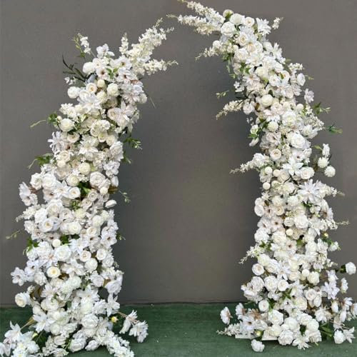Supporto per arco nuziale a mezza luna, 1,5 m, curvo, con motivo floreale, decorazione per feste, design elegante per matrimoni e compleanni