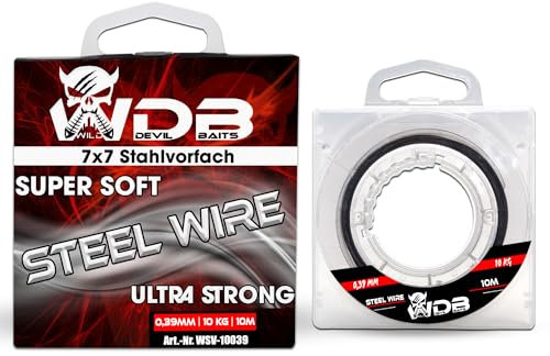 Wild Devil Baits Steel Wire 7x7 Stahlvorfach 10m Raubfischvorfach Hecht Vorfachmaterial Steel Leader (0,45mm / 15kg)