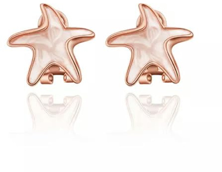 Orecchini a Bottone placcati in Oro Rosa 18 carati con Chiusura a Pressione a Forma di Stella Marina da 0,72 L306-placcati in Oro Rosa 18 carati