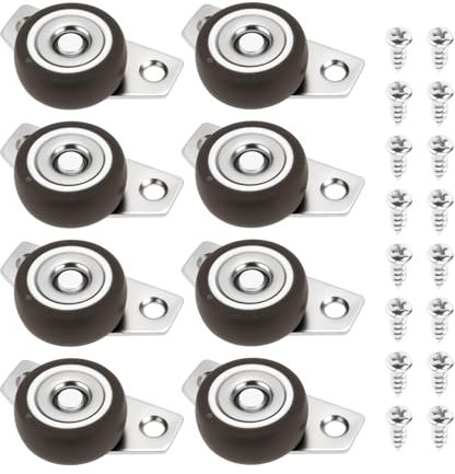 EMSea 8pcs 1.25 Inch Small Side Mount Caster Wheels Rigid Fixed Non Swivel Casters Rubber Wheel with Steel Plate Suitable for Wooden Furniture Drawers Trays DIY Project