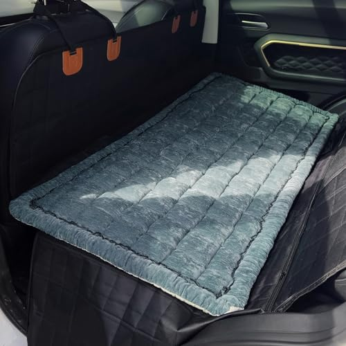 AEEISHOMEREFORM Backseat Pet Bed Mat, Truck Plaid Dog Bed for Car Back Seat, Deluxe Dog Seat Covers, Non-Slip Travel Pet Mat, Fit for Backseat Extenders and Trucks SUVs (Blue, 24.8x54 inch) | Plaid Flannel, Quilted PP Cotton Filling, Non-Slip Backing, Machine Washable, Fits Backseat Extenders, Trucks & SUVs