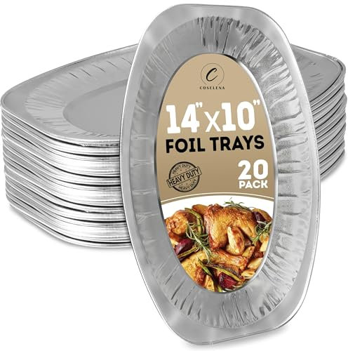 Coselena Foil Trays 14 Inch (Pack of 20) - Durable Aluminium Serving Platters for Catering, Parties, and Events - Ideal Sandwich Platter Trays for Gatherings