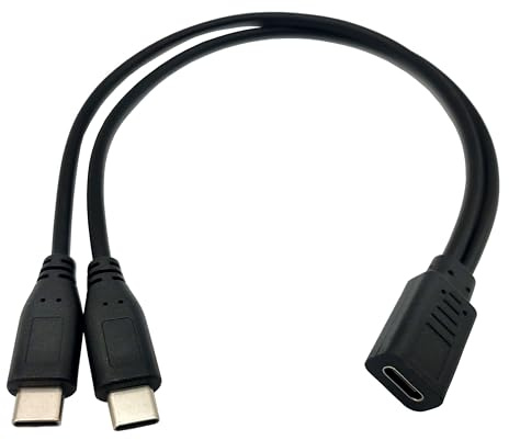 Haokiang Halokny USB C Splitter Charge Cable,1 Feet USB Type C Female to 2 Dual USB Type C Male Y Splitter Extension Charging Cable(Only for Charging)