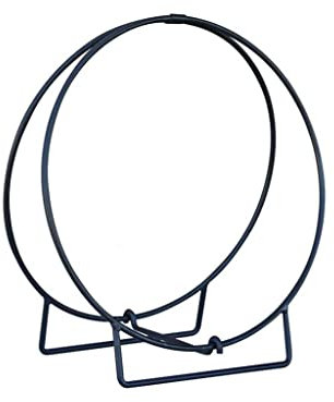 Kaminholzregal aus Eisen, rund, für den Innen- und Außenbereich, robuster Kaminholzhalter für Wohnzimmer und Terrasse, Schwarz