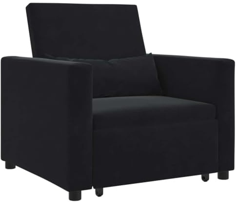 vidaXL Utdragbar soffbed enkel med hjul Svart Sammet