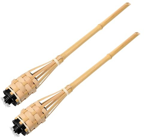 SHINEOFI 1 Set Torcia Di Bambù Tremolante Per Esterno Illuminazione Con Torce Torcia Da Campeggio Torcia Portatile Di Bambù All'aperto Beige 2 Pezzi