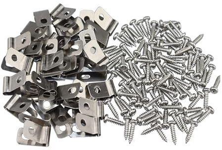YUOIUX 100pcs Fence Wire Fence Clips Agricultural Fencing Mounting Clips Stainless Steel Screw Wire Clamps with Screws for Wire