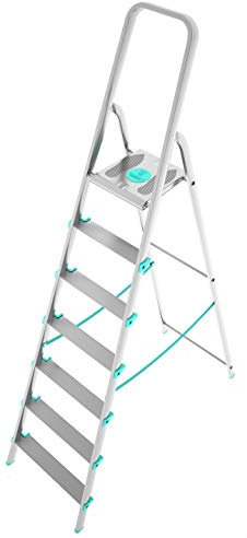 COLOMBO Scala Pieghevole in Alluminio 3/4/5/6/7/8 Gradini – Struttura Robusta con Piattaforma Antiscivolo, Gradini Senza Rivetti, Portata 150Kg – Conforme EN131 TÜV-GS – Made in Italy