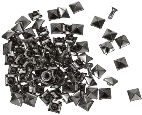 QUARKZMAN 100 Set Rivetti a Piramide Quadrata 6mm Nero Pistola | Rivetti a Vite in Pelle, Borchie Tubolari Metallici a Punta, per Abbigliamento Cinture Borse Scarpe Stile Punk Rock