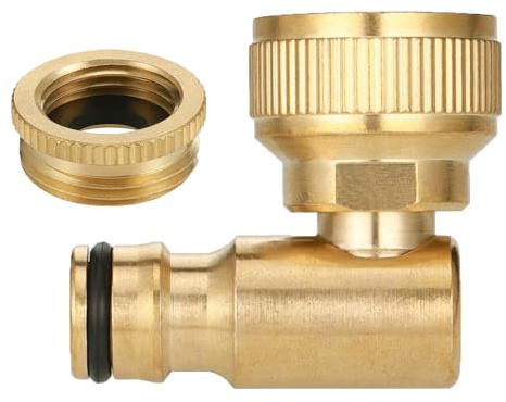 SENRISE Brass Angled Tap Connector, 1/2 & 3/4 Swivel Elbow Quick Hose Connector Female Faucet Adapter for Hosepipe, Washing Machine, Garden Tap