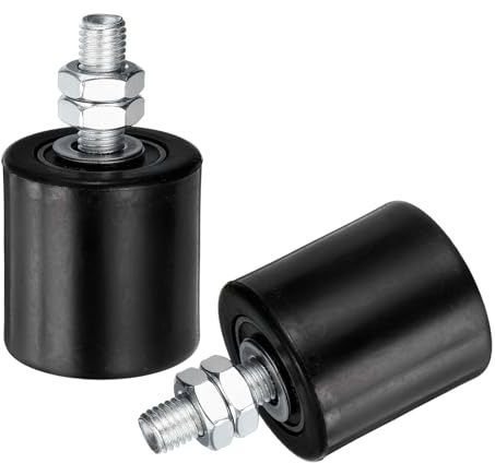 QUARKZMAN 2pcs Galet Guide pour Portail Coulissant 48x50mm, M12 Roulette Nylon Guide au Sol pour Porte Grange Coulissante, Roue Universel avec Roulement à Billes Scellé pour Portail, Noir