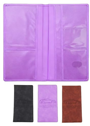 Old-to-new Premium Car Registration and Insurance Card Holder, Purple, 9.5 x 5.1 x 0.4 cm