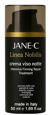 JANE•C Crema Viso Notte Antirughe – Crema Notte Rigenerante e Levigante, Anti-Age Intensiva con Retinolo, Coenzima Q10, Centella Asiatica e Fosfolipidi – Skincare Coreana – 50 ml – Made in Italy