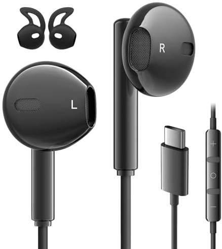 Kopfhörer USB C für Samsung S23 S24 S25 S26 Ultra iPhone 17 15 16 Pro Max | HIFi Hochauflösende Kopfhörer Kabel USB C Headset mit Mikrofon Stereo für Samsung A56 A55 A26 5G S22 A17 A16 5G A16 Xiaomi 15