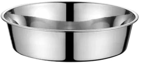 LOVSSU Bandeja redonda de acero inoxidable for almacenar frutas y alimentos, plato hondo con asa, moldes for pasteles y pan, fuente for hornear(Flat bottotm no ear,22cm)