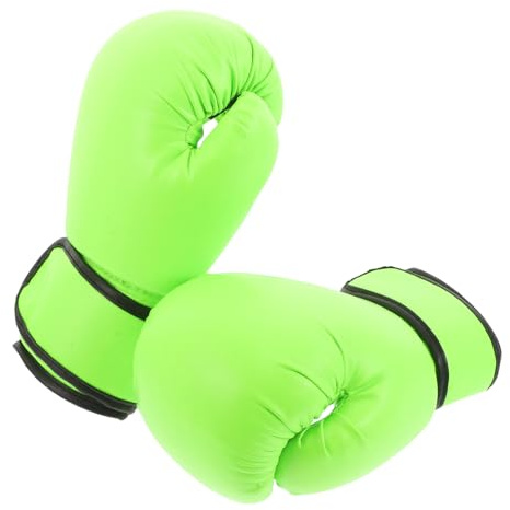 JUMPLAWN Guantoni da Boxe per 8Oz Verdi Imbottitura in Schiuma Set di Guanti da Allenamento Mma e Taekwondo per Ragazzi Protezione Mani per Sparring Arti Marziali