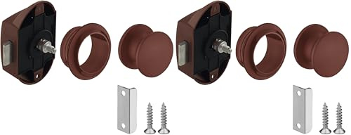 cyclingcolors Cerradura Push lock para armario 25mm Botón Pulsador mueble autocaravana camper cajón puerta, marrón oscuro (Paquete de 2)