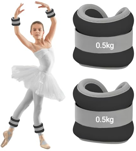 Justerbara ankelvikter, handledsvikter ankelvikter set om 2 (0,5 kg vardera), viktmanschetter, ankelvikt lämplig för nybörjare och barn, perfekt för pilates, yoga, yoga, yoga, svart