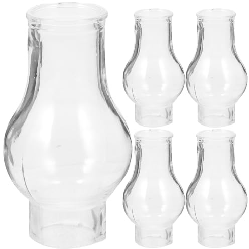 MUELODSIC 5 Pezzi Coprilampada in Vetro per Lampada a Olio Vintage, Paralume Antivento Trasparente per Lampada a Cherosene, Accessorio Sostitutivo per Illuminazione Casa e Decorazioni
