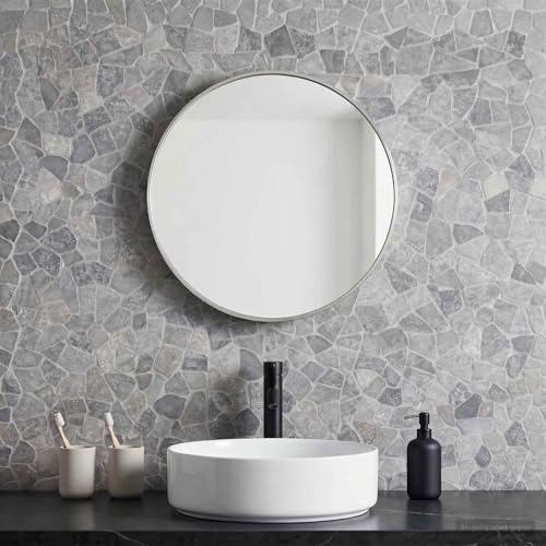 Ordellia Azulejos de mosaico de mármol gris claro de 30 x 30 cm, 0,9 cm de grosor, 11 unidades con malla resistente, resistente al agua para interior y exterior, cocina, baño, terraza, renovación y