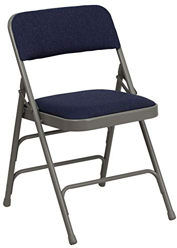 Flash Furniture Klappstuhl, geschwungen, mit dreifacher Verstrebung und doppeltem Scharnier aus marineblauem Vinyl und Metall, 4 Stück