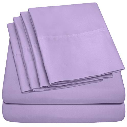 King Size Bed Sheets - 6 Piece 1500 Supreme Collection Fine Brushed Microfiber Deep Pocket King Sheet Set Bedding - 2 Extra Pillow Cases, Great Value, King, Lavender