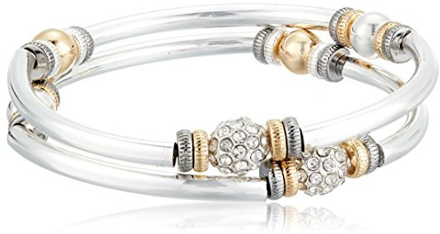 Nine West Women's Set of 2 Bangle Bracelets Tri Tone