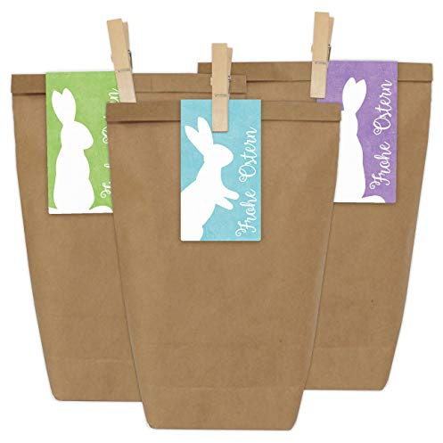 Papierdrachen 12 DIY Geschenktüten zu Ostern zum Basteln - Kreatives Osternest mit 12 Papiertüten und Osterhasen Aufklebern - Design 20