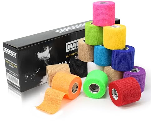 Hampton Adams | As Seen on Shark Tank | Self Adhesive Bandage Wrap (14-Pack) | 15ft | Pet Safe | Breathable Athletic Elastic Cohesive Bandage for Sports Injury Ankle Knee Wrist sprains (Rainbow Mix)