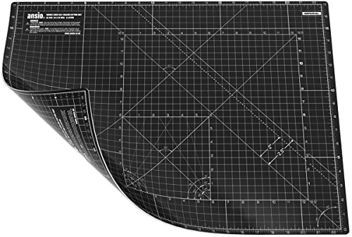 ANSIO Tappetino da Taglio Autoguarigione A2 Double Sided 5 Strati - Quilting, Cucito, Scrapbook, Tessuto e Papercraft - Imperiale/Metrico 22,5 Pollici x 17 Pollici / 59cm x 44cm -Nero / Nero