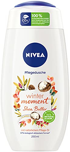 NIVEA Winter Moment Shea Doccia (250 ml), Gel doccia invernale con profumo di burro di karitè, doccia crema con olio di cura
