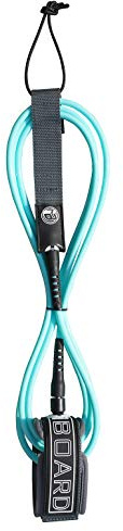 iBOARD 7mm Surfboard Leash/Leg Rope-7/8/9 feet PU Material Straight Rope, 3 Layers of Premium Magic-sticker, with Double Stainless Steel Rotating Head (Blue and Grey)