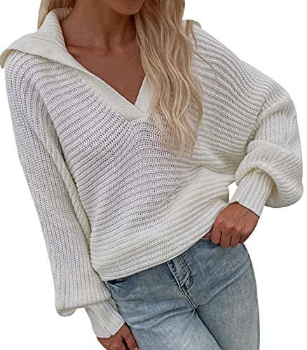 Jersey Punto Cuello Pico Mujer Invierno Sueter Mujer Manga Larga Jerséis Pullover Ochos Oversize Cuello V Talla Grande Jerseys Finos Grandes Jerseis de Mujer Jumper Suéter Suéteres para Mujer Otoño