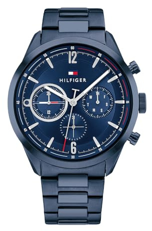 Tommy Hilfiger Multi Zifferblatt Quarz Uhr für Herren mit Blaues Edelstahlarmband