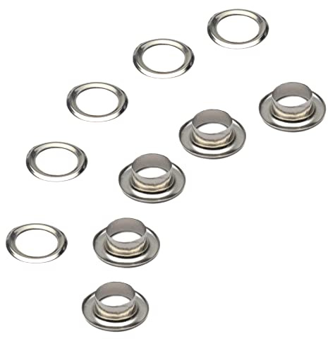 Nähtösen, Ösen mit Unterlegscheiben, Edelstahl, für Schuhe, Perlenkern, Kleidung, Leder, Segeltuch, 140 Stück, 8 mm, silberfarben