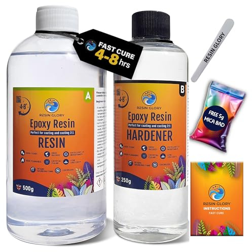 750g 4h Fast Cure Epoxy Resin Kit - Crystal Clear, Food Safe, UV Stable for Crafts, Jewellery, Wood, Coasters, Mould Casting - Low Viscosity, Self-Levelling for Beginners & Pros