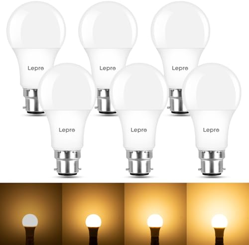 Lepro Dimmable Bayonet Light Bulb, 60W Equivalent, Warm White 2700K, 7W 800 Lumen Light Bulbs Bayonet, BC A60 GLS Energy Saving B22 LED Bulb, Pack of 6