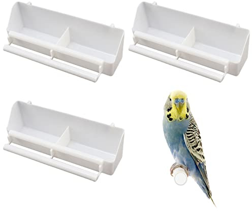 Vögel Futternapf, 3 Stück Weiß Papagei Futternapf Kunststoff Futternapf Vogel Vogelfutterspender Futterspender, Vogelfutter Wasserschale Käfig Zubehör Für Vögel Papageien (Weiß 3 Stück)