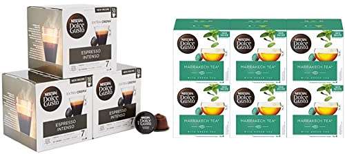 Nescafé Dolce Gusto Espresso Intenso - Café - 90 Capsules (Pack de 3 boîtes XL x 30) & Marrakech Tea - Thé - 96 Capsules (Pack de 6 boîtes x 16)