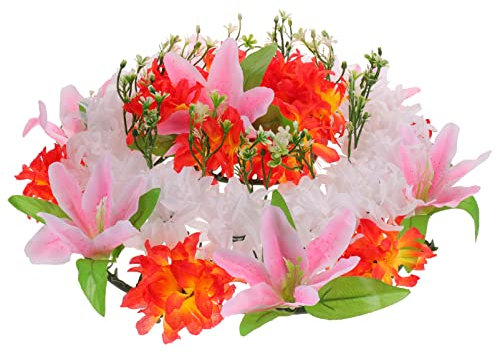 Yardwe Ghirlanda Sacrificio Ghirlanda Di Fiori Artificiali Ghirlanda Di Lutto Realistica Ghirlanda Cimitero Ghirlanda Funebre Per Il Giorno Della Pulizia Della Tomba Qing Ming