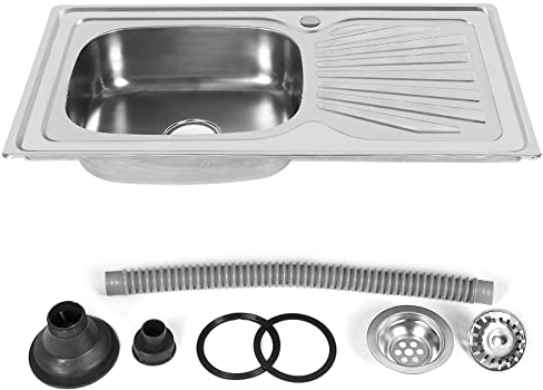 Lavello Cucina 1 Vasca,Lavello in Acciaio Inox lavandino 1 Vasca + gocciolatoio lavabo,Lavello da incasso con foro per rubinetto, scolapiatti,90 * 50 * 15cm