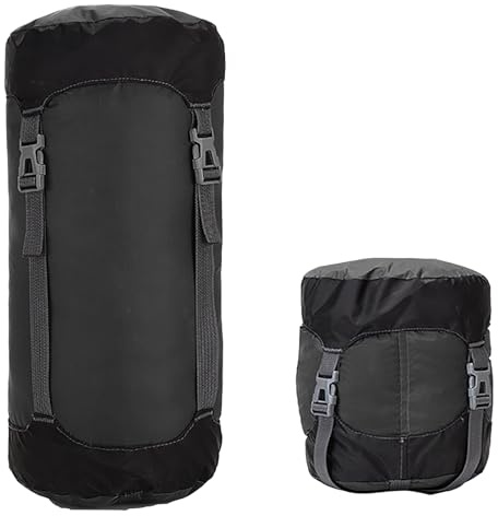 Compression Stuff Sack for Sleeping Bag,11L/18L/30L/45L Lightweight Waterproof Compact Compression Nylon Stuff Sack StorageBag,Travel Compression Bag for Camping,Backpacking,Clothes Storage (Black, L)