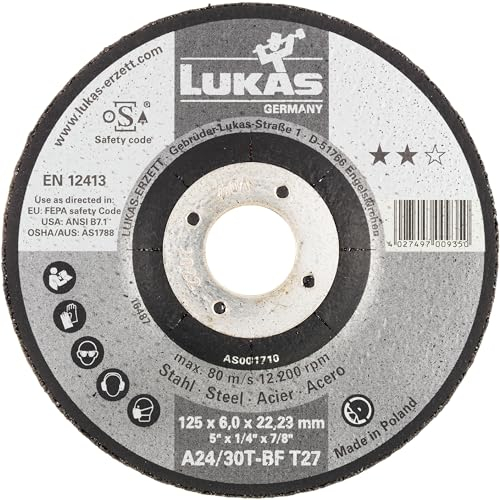 LUKAS-ERZETT 10 x Schruppscheibe T27 für Stahl 115x6 mm gekröpft | für Winkelschleifer | A24/30T-BF- 13,5x14,5x9cm