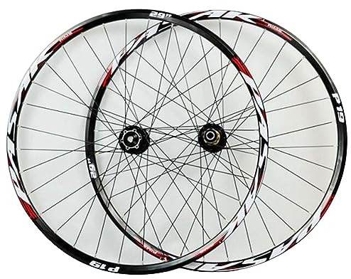 ZECHAO 26 27,5 29 Zoll Mountainbike Laufräder mit Scheibenbremse,Doppelwandige Leichtmetallfelgen Schnellspanner/Steckachse Kostenlose Konvertierung 32 Loch Fahrradnabe Wheelset (Color : Red, Size :