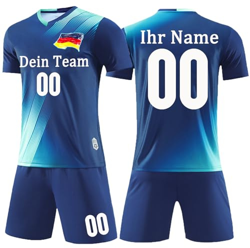 OPUTWDF Personalisiertes Fußball Trikot Kinder Jungs Benutzerdefiniertes Fussballtrikotset Herren Trikot mit Name Fussball Trikot Set