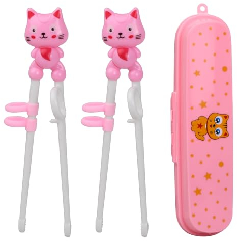 Cozlly Bacchette da Addestramento, 2 Paia Bacchette per Principianti con Assistente, Bacchette Sushi Bambini, Riutilizzabili, con Scatola, per Principianti, Bambini e Adulti, Rosa