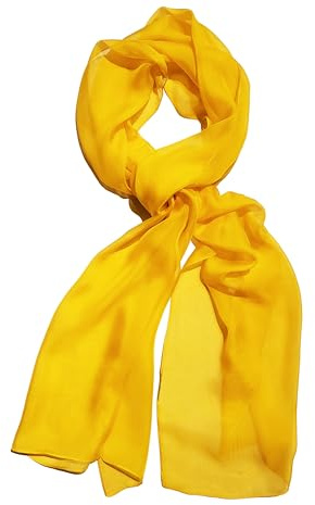 Posh Gear Damen Seiden Schal Chiffon Scialle, gelb aus 100% Seide