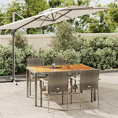 SECOLI Rattan Essgruppe, 4 Personen, Gartenmöbel, Grau, Garten Sitzgruppe, Sitzgarnitur mit Auflagen, Gartengarnitur, Balkonmöbel Set, Terrassenmöbel
