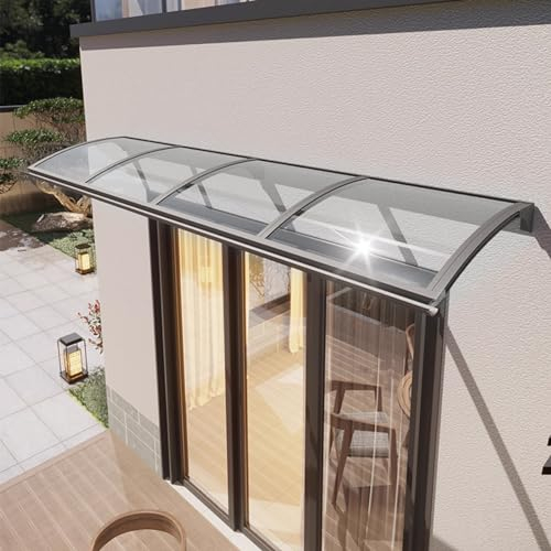 Stumme Regenschutz Fenster Pultvordach,Durchgangsmarkise für Terrasse und Veranda,Wetterbeständige Eingangsmarkise,65/50/100/120/150cm Transparente Polycarbonat Haustürvordach (150x240cm/59 x94)