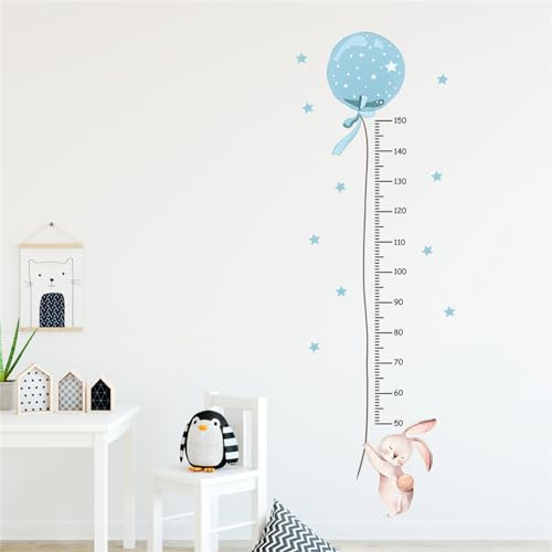 CULASIGN Kinder Höhe Diagramm Wandtattoo Messlatte, Abnehmbar DIY Hase Wandaufkleber Kinder, Wandbild Wandsticker für Kinderziemmer Dekoration (Blau)